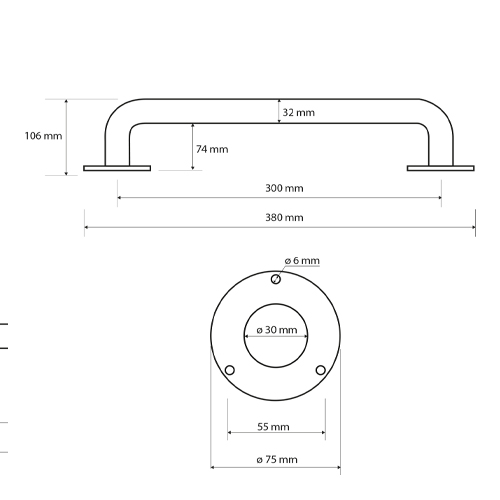 Madlo univerzální invalidní délka 300 mm, komaxit bílý, AR1