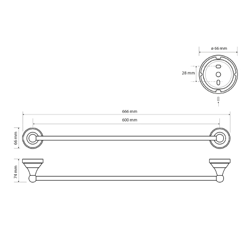 Držák ručníků 600 mm, KERA