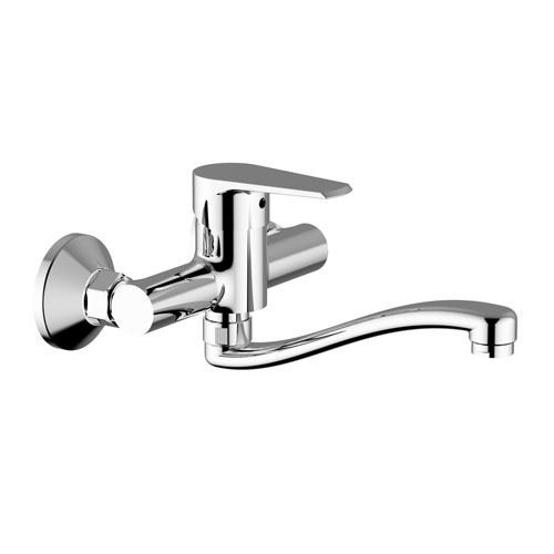 Baterie dřezová nástěnná, ploché S-ústí 180 mm (rozteč 150 mm), chrom, TRINNITY NEW