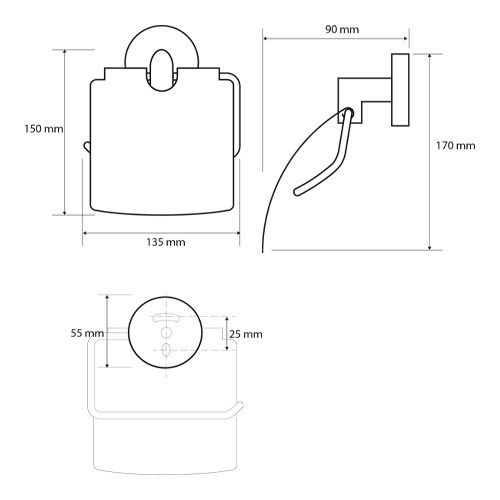Držák toaletního papíru s krytem 142 x 150 x 90 mm, OMEGA