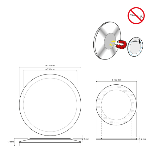 Zrcátko kosmetické pr. 131 mm magnetické, 5x zvětšovací
