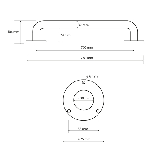 Madlo 700 mm, bílá, HELP