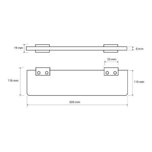 Polička skleněná 600mm, VIA