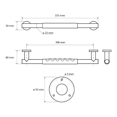 Madlo 300 mm, černá guma, OMEGA