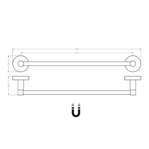 Držák ručníků magnetický 376 mm, chrom, RAWELL