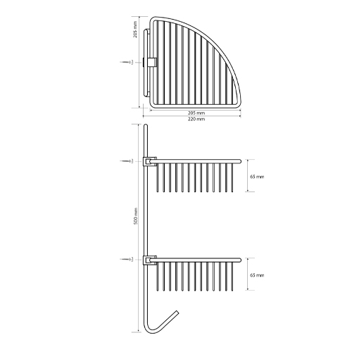 Polička drátěná rohová dvojitá, CYTRO
