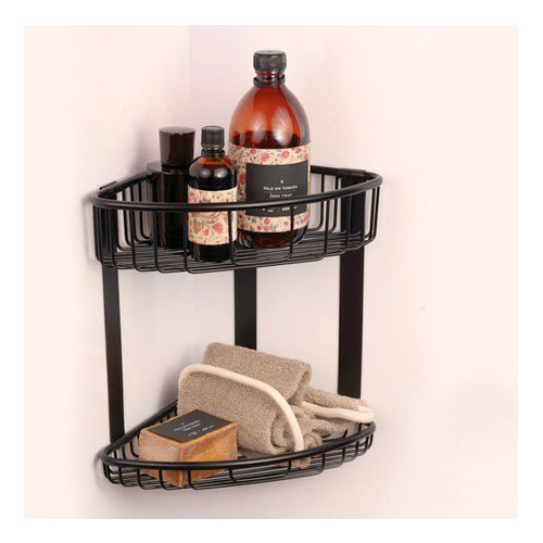 Dvojitá polička rohová, nerez, povrch černý matný
(SLZD 29N)