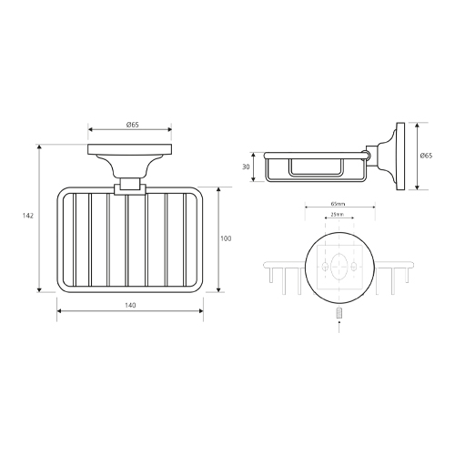 Mýdlenka obdelník drátěná, chrom, RETRO 1