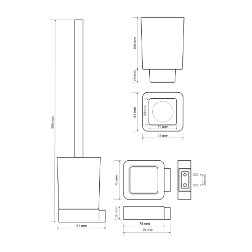 Štětka klozetová, miska sklo SOLO