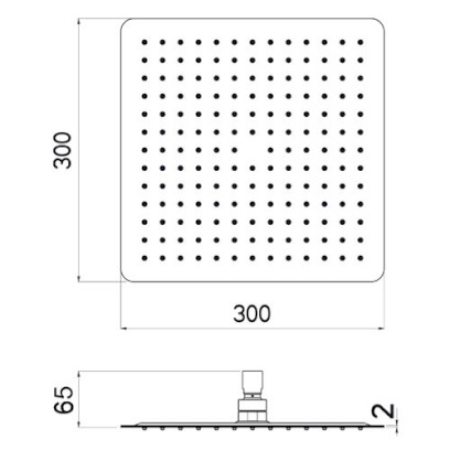 Sprcha hlavová hranatý design 300x300 mm, chrom, PIANO