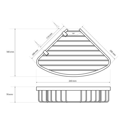 Polička do sprchy rohová 200 mm, CYTRO