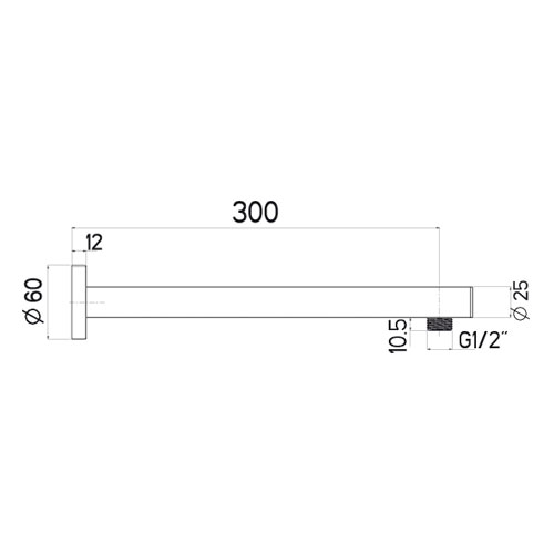 Rameno pro hlavovou sprchu, hranatý design 300 mm, 25x25 mm, chrom, XL QUADRO