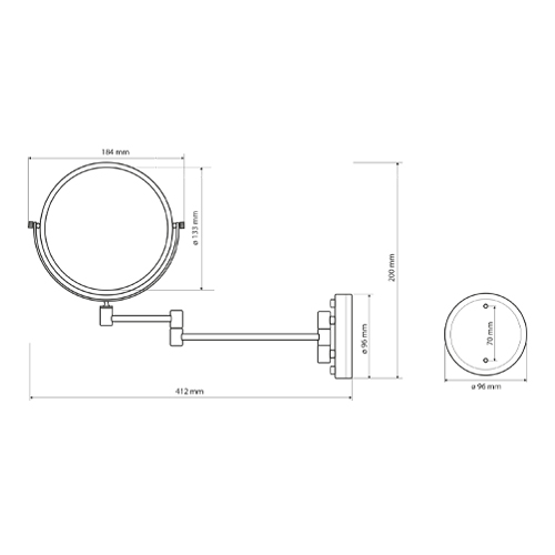 Zrcátko kosmetické pr.133 mm oboustranné, NEO