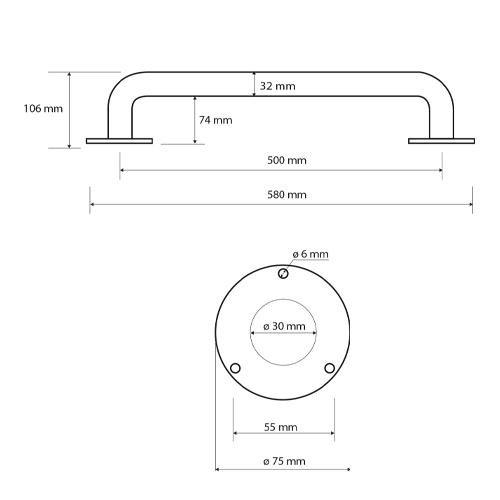 Madlo 500 mm, bílé, HELP