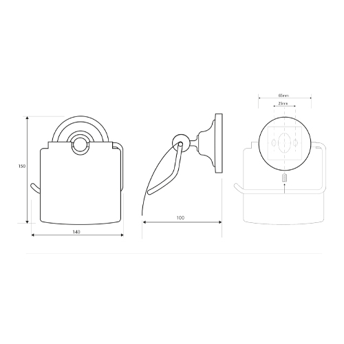 Držák toaletního papíru s krytem, bronz, RETRO