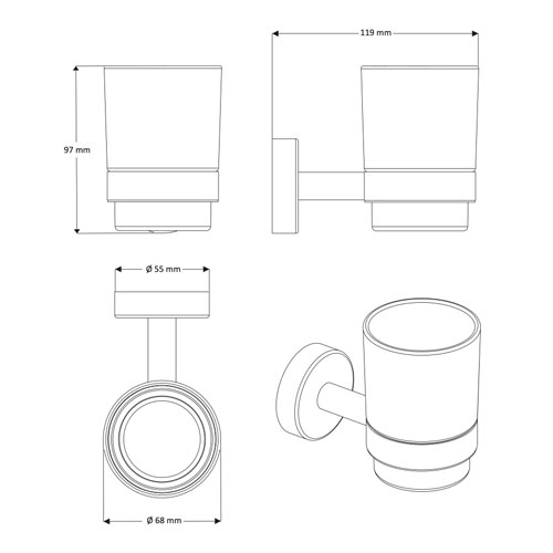 Držák kartáčků, nerez/sklo, povrch lesklý
(SLZD 12)