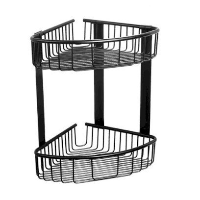 Dvojitá polička rohová, nerez, povrch černý matný
(SLZD 28N)