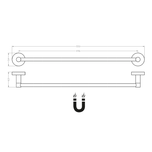 Držák ručníků magnetický 496 mm, chrom, RAWELL