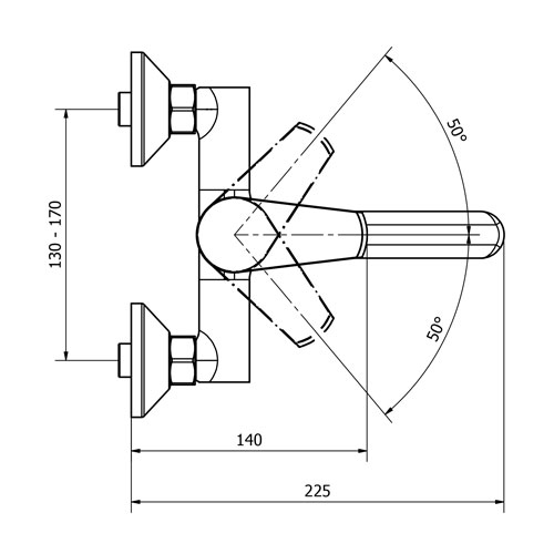 Baterie dřezová nástěnná, ploché ústí 150 mm (rozteč 150 mm), chrom, TRINNITY NEW
