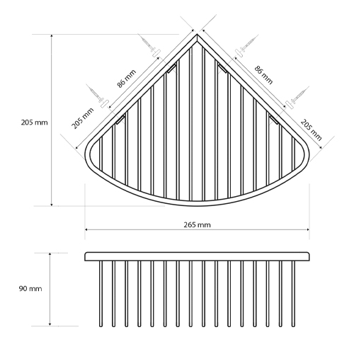 Polička do sprchy rohová vysoká, chrom, CYTRO