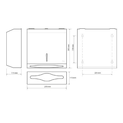 Zásobník na papírové ručníky nerez lesk, 265 mm
