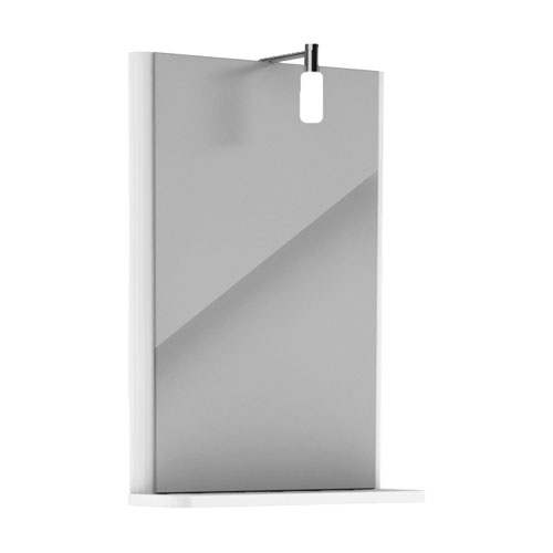 Zrcadlo s osvětlením 443 x 605 x 125 mm, s poličkou, lesklá bílá, REKORD