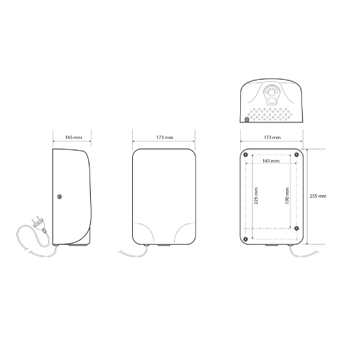 Osoušeč  rukou bezdotykový 1350W, LED light, nerez mat