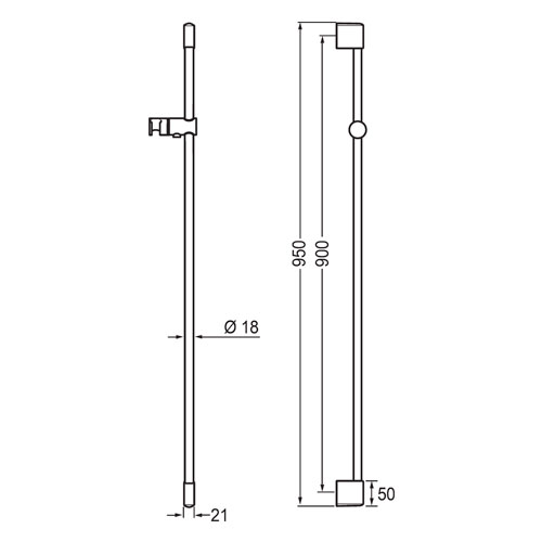 Tyč nástěnná sprchová 900 mm, chrom, HANSA PUREJET