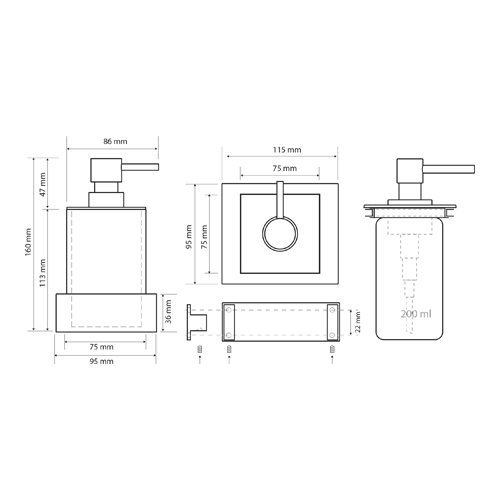 Dávkovač tekutého mýdla na zeď, GAMMA