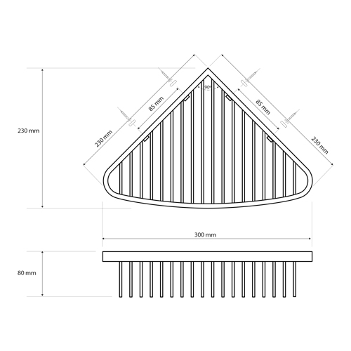 Polička drátěná rohová 230 mm, CYTRO