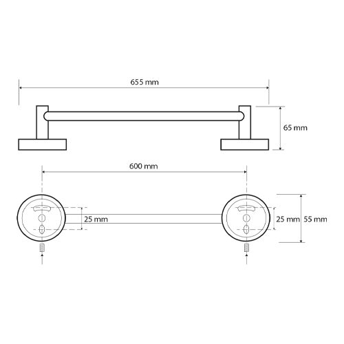 Držák ručníků economy 655 mm, OMEGA