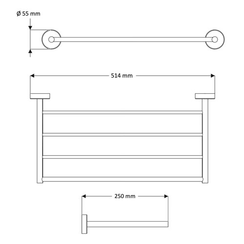 Polička na ručníky, nerez, povrch černý matný
(SLZD 34N)