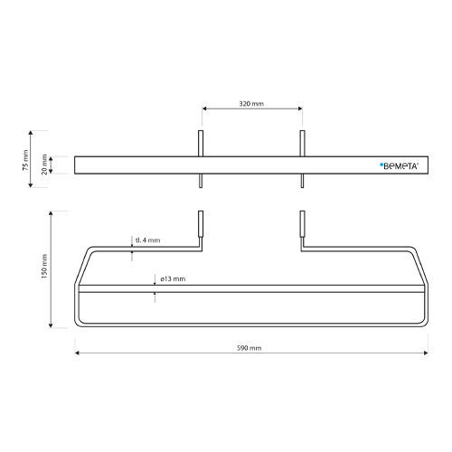 Držák ručníků na otopné těleso DOUBLE, bílý, RAWELL