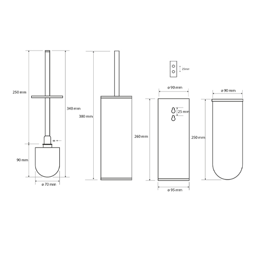 Štětka klozetová válcová, černý kartáč, NEO
