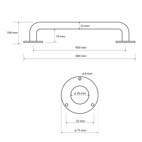 Madlo 400 mm, bílé, HELP
