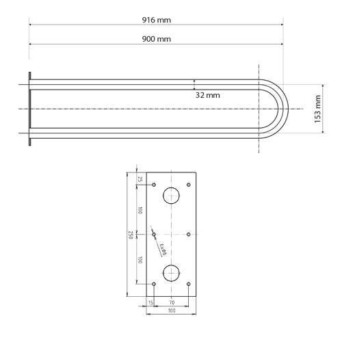 Madlo podpěrné ve tvaru U 900 mm, bílé, HELP