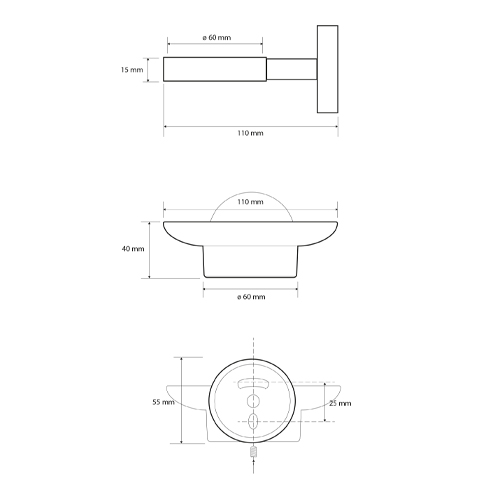 Mýdlenka skleněná 110 x 129 x 55 mm, DARK