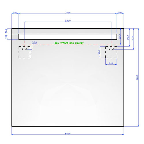 LUNA zrcadlo v. 700 x š. 800 mm, s LED osvětlením