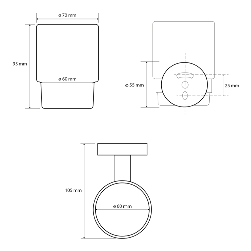 Držák kartáčků sklo, DARK