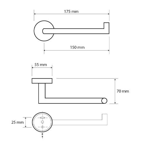 Držák toaletního papíru bez krytu 175x55x70 mm, NEO
