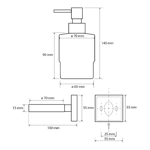 Dávkovač tekutého mýdla 200 ml, sklo MINI, BETA
