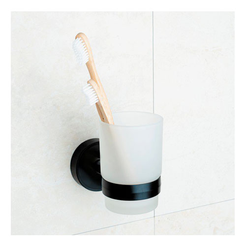 Držák kartáčků, nerez/sklo, povrch černý matný
(SLZD 12N)