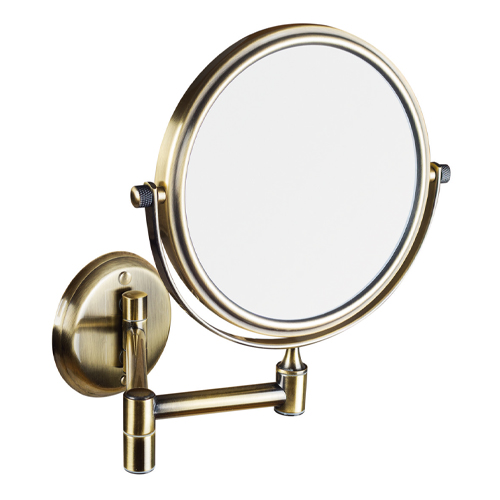 Zrcátko kosmetické pr. 133 mm oboustranné, RETRO bronz