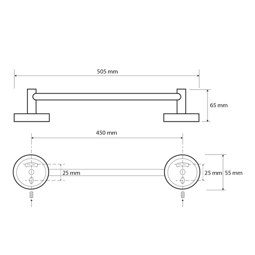Držák ručníků economy 505 mm, OMEGA