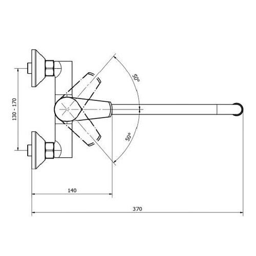 Baterie dřezová nástěnná, kulaté ústí 300 mm (rozteč 150 mm), chrom, TRINNITY NEW
