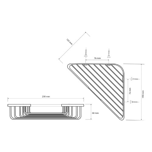 Polička drátěná rohová 250 mm, CYTRO