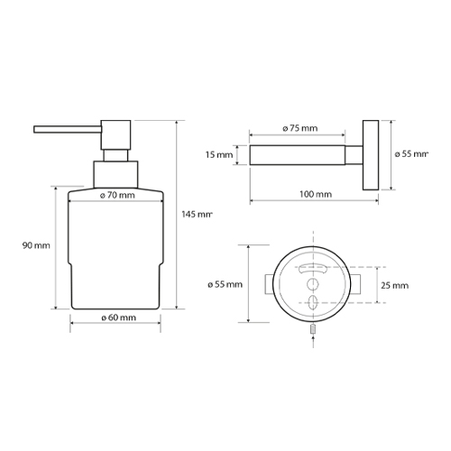Dávkovač tekutého mýdla 200 ml, sklo MINI, OMEGA
