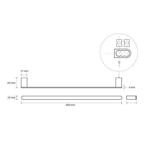 Držák ručníků 600 mm, GALLA