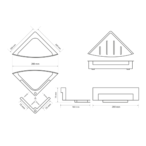 Polička do sprchy, s plastovou vaničkou, CYTRO