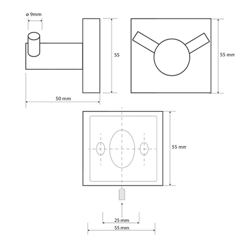 Věšáček dvojitý 55x55x50 mm, BETA